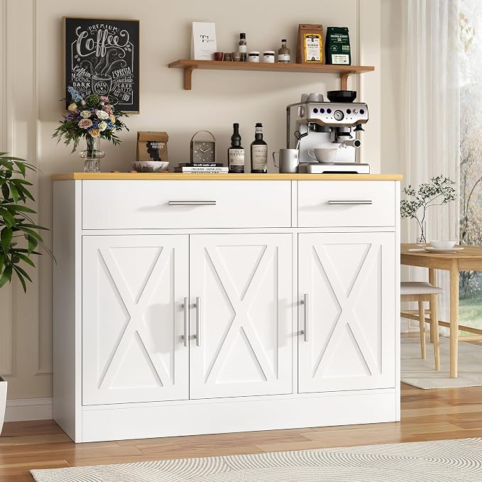Vongrasig 43” Coffee Bar Cabinet, Farmhouse Buffet Cabinet by Vongrasig