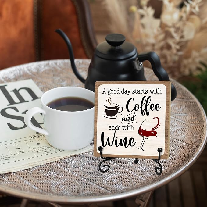 Coffee And Wine Desk Decor Sign, Rustic Wooden Sign - Image 5