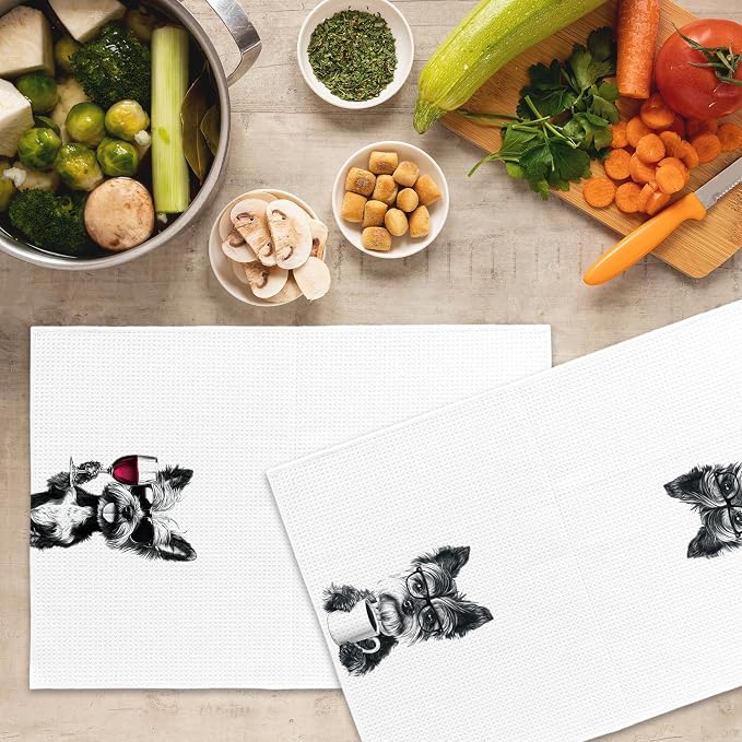 Funny Yorkshire Terrier Kitchen Towels Set of 2, Funny Kitchen Coffee Station - Image 5