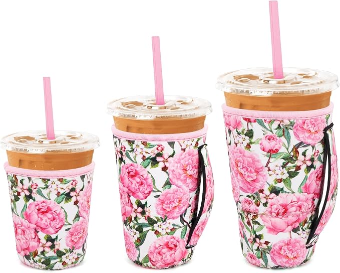 3 Pack Iced Coffee sleeve Insulated Neoprene Cup Sleeves by Snowso