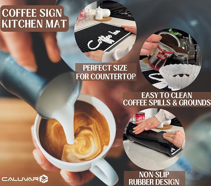 Coffee Bar Mat for Countertop, Silicone Espresso Machine Mat 18x12 Inch – - Image 2