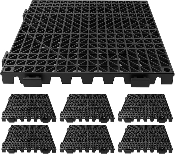 Tioncy 6 Pcs Bar Countertop Supplies Interlocking Mats 12 x 12 Inch Black Shelf by Tioncy