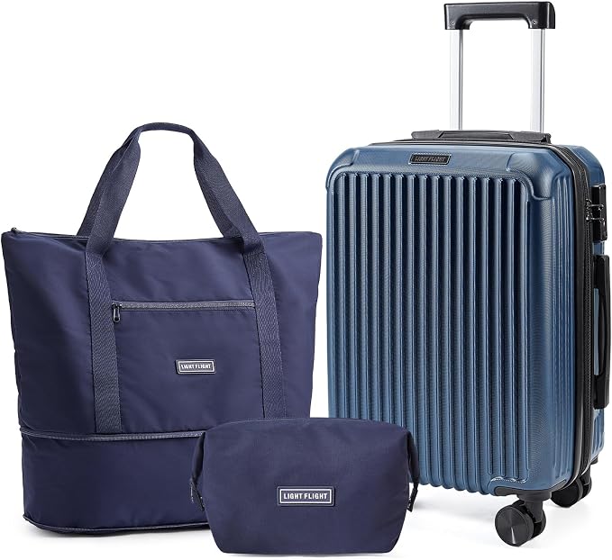 LIGHT FLIGHT 3-Piece Luggage Sets, Expandable Carry On Luggage 22x14x9 Airline by LIGHTFLIGHT
