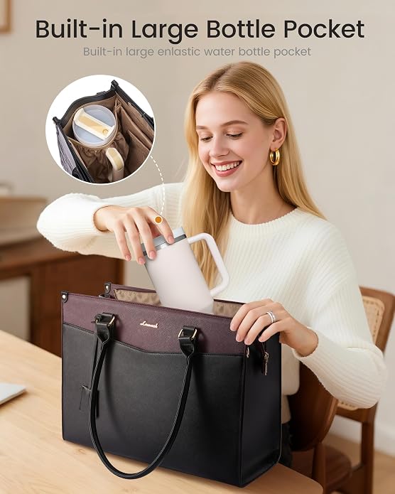 LOVEVOOK Laptop Lunch Bag for Women 15.6 Inch, Waterproof Tote Purse - Image 6