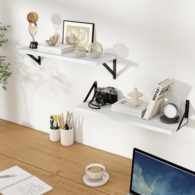 Floating Shelves 8 Inch Deep, 24W x 8D Wall Shelf Set of 2, 50 lbs Heavy Duty - Image 2