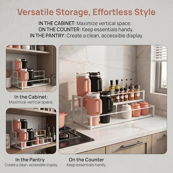 Expandable Coffee Syrup Organizer, 2-Tier Carbon Steel Stanley Cup Holder - Image 5