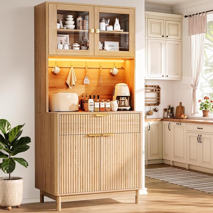 70'' Fluted Kitchen Pantry Cabinet - Image 3