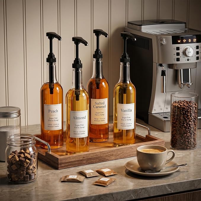6 Pcs 25 oz Syrup Bottles with Pump Coffee Syrup Dispenser Bottles Long - Image 7