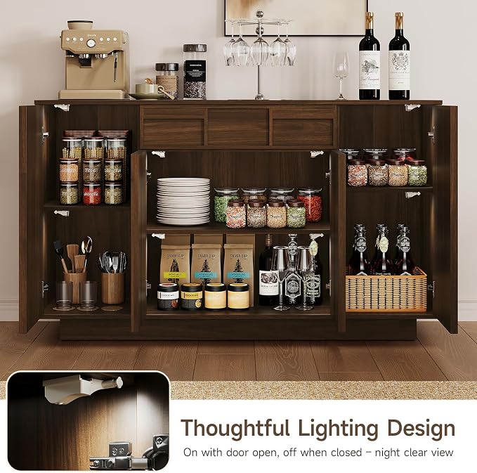 55" Buffet Cabinet with Storage Drawer, Sideboard Buffet Cabinet with Built-in - Image 5