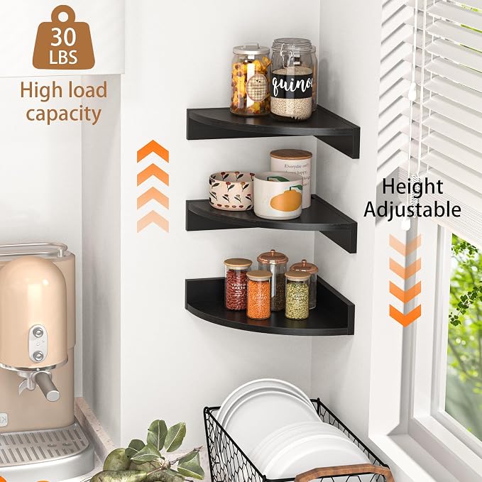 Fun Memories Corner Shelf Wall Mount, Wood Floating Corner Shelves, Corner Wall - Image 6