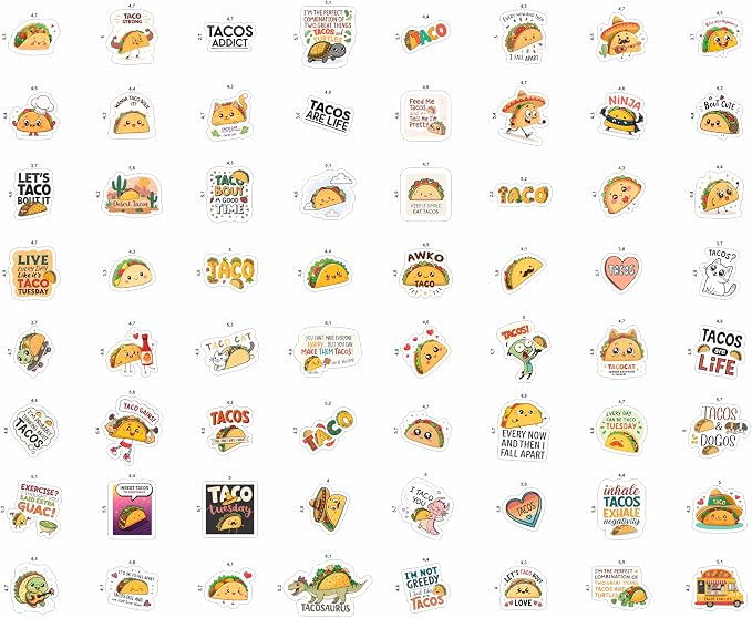100Pcs Taco Stickers for Adults Vinyl - Image 4