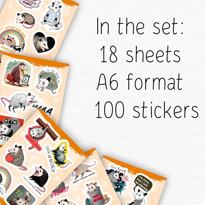 100Pcs Possum Stickers, Opossum Stickers - Image 2