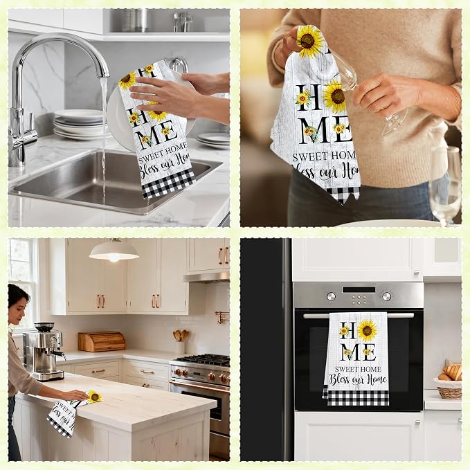 Daisy Floral Kitchen Towels, Home Sweet Home Dish Towels, Flower Rustic - Image 6