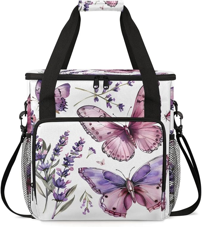 Butterfly Lavender Flower Coffee Maker Carring Bag, Large Insulated Storage by Home