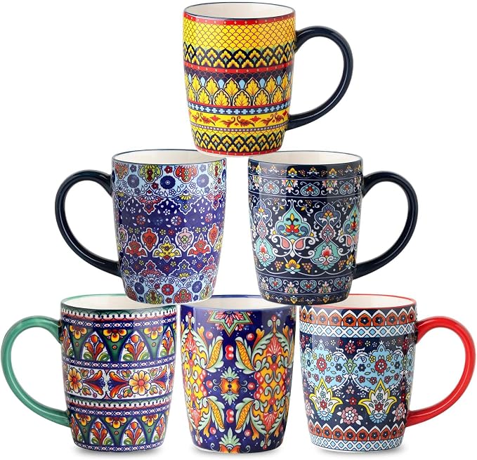 glowworm Coffee Mugs Set of 6, 16 oz Ceramic Coffee Mug by GLOWWORM