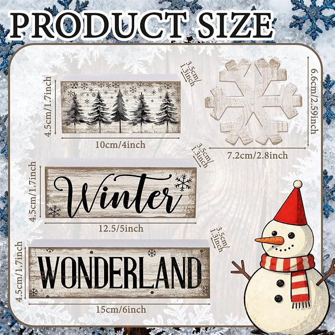 Lineshading 4 Pcs Winter Table Decorations Wooden Snowflake Decor Winter Tiered - Image 5