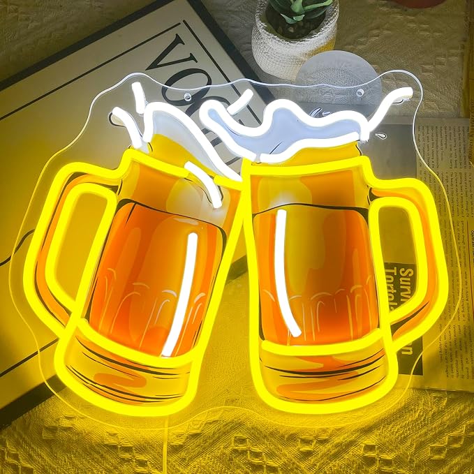 Beer Neon Sign UV Prited Cheers Neon Light Dimmable USB Powered Beers Glass - Image 8