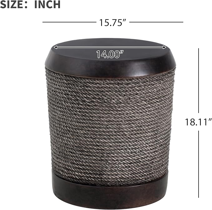 Dark Brown Side Table with Simulated Braided Cord Texture, 15.75 inch MGO End - Image 2