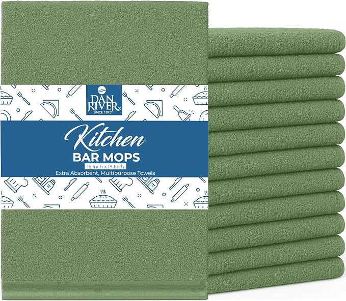 DAN RIVER Kitchen Bar Mops, 16 by 19 Inches, 100% Cotton Super Absorbent by DanRiver