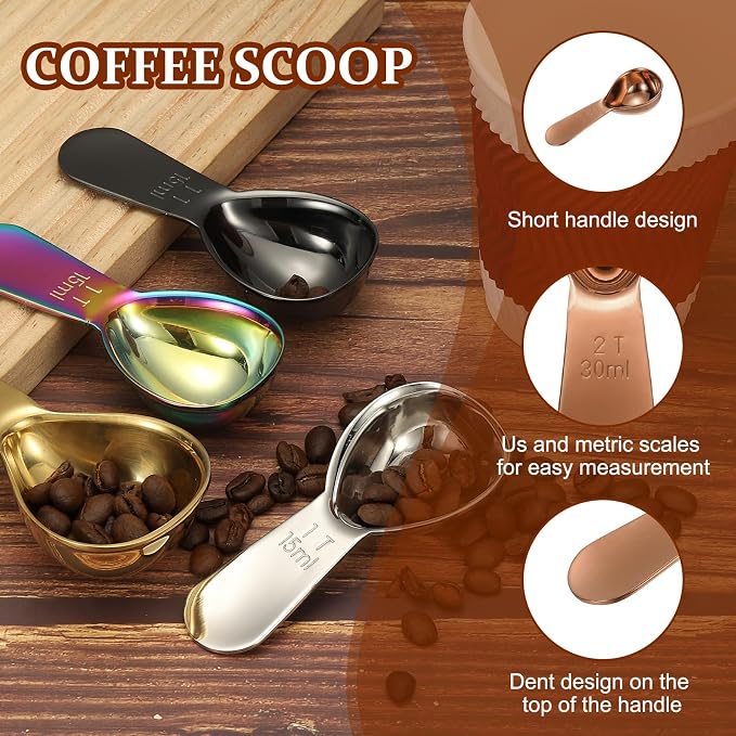 uxcell 4Pcs Stainless Steel Coffee Scoop, 30ml Short Handle Measuring Spoon - Image 3