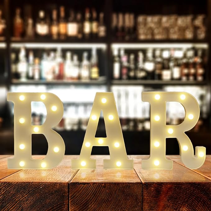 Light Up BAR Sign, Marquee LED Letters Battery Powered LED Letter Lights - Image 5