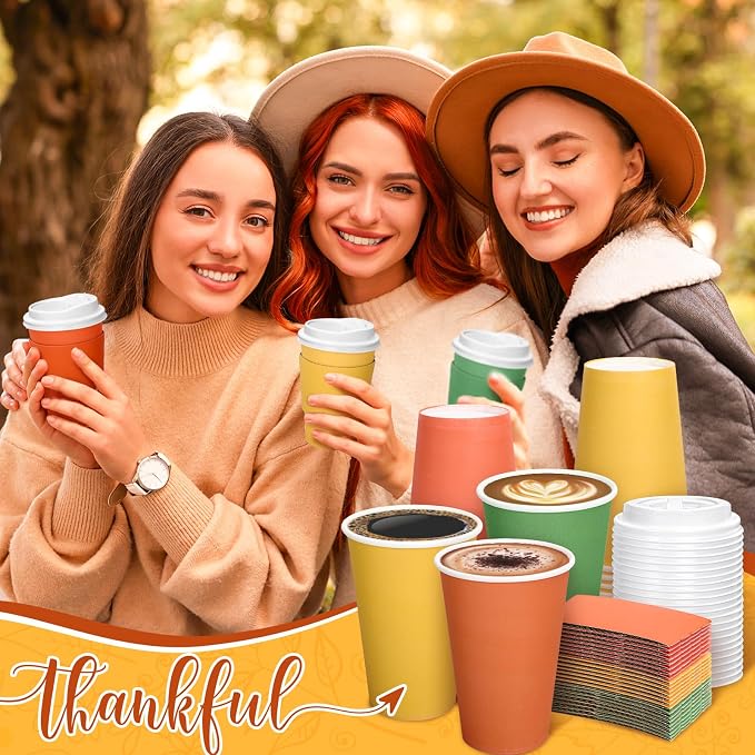 Whaline 60 Set Fall Disposable Coffee Cups - Image 5