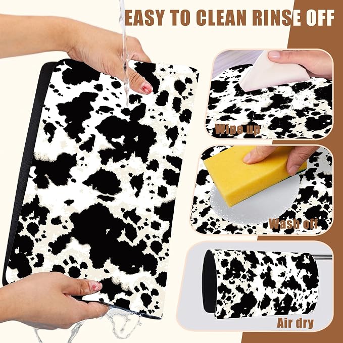 Dish Drying Mat Cow Print Coffee Bar Mat - Image 5