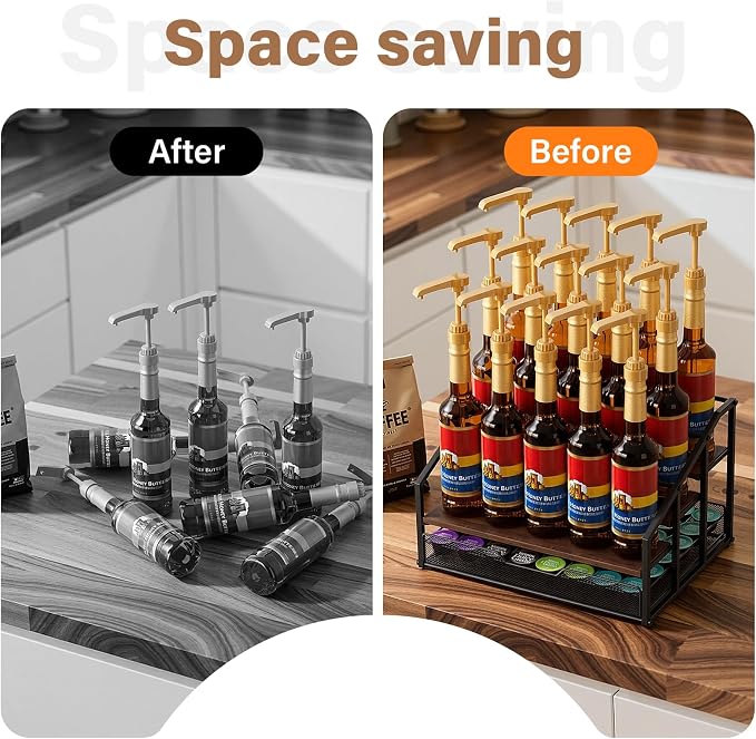 kimilus Coffee Syrup Rack Organizer, 4-Tier 12 Bottle Syrup Rack - Image 8