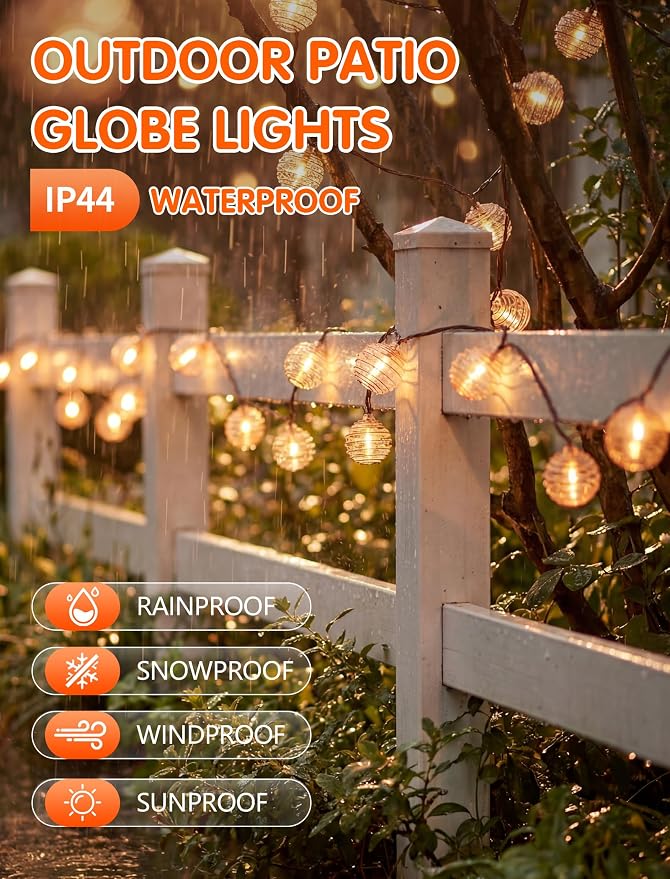 SUNSGNE Brown String Lights, Decorative Globe String Lights Plug in - Image 4