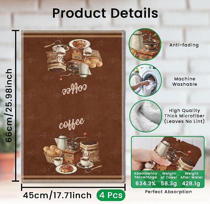 CUTHOLLOW Potted Plants Decorative Kitchen Towels Set of 4, 25.98"x17.72" Soft - Image 2