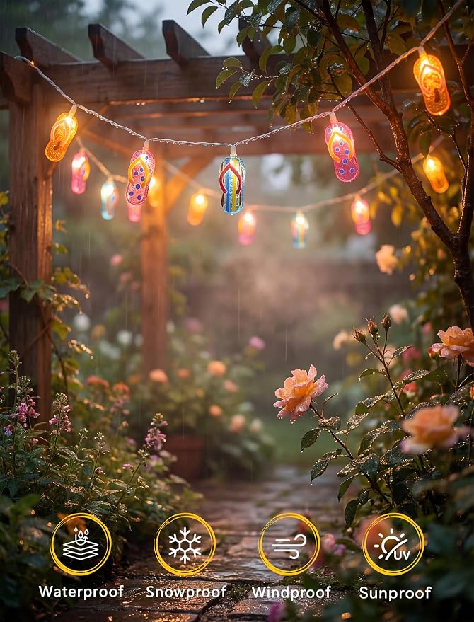 Abeja Summer Slipper String Lights, 8.5Ft Outdoor Hawaiian Tropical Decoration - Image 3