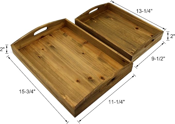 CVHOMEDECO. Primitives Wooden Nesting Tray Country Farmhouse Wood Serving Tray - Image 6
