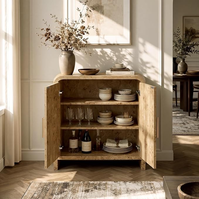 Set of 2 Curved Buffet Storage Cabinet - Image 4
