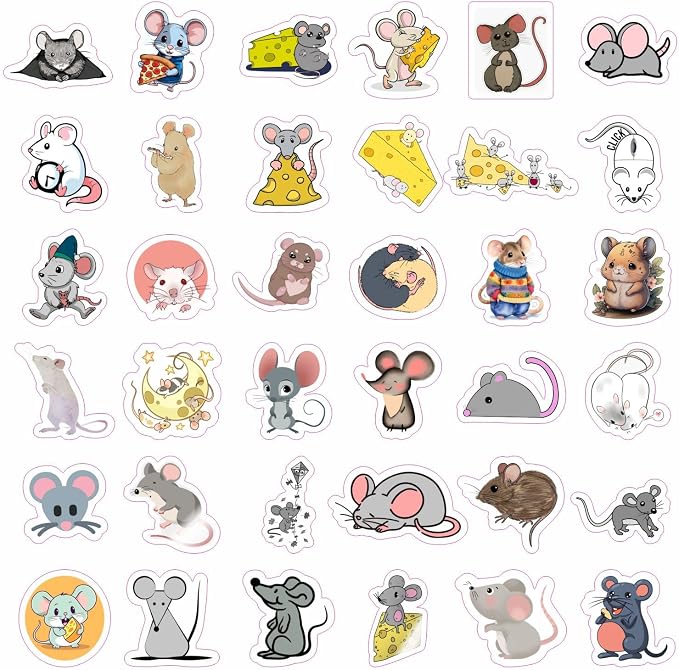 100Pcs Mouse Stickers for Water Bottle and Laptop - Image 4