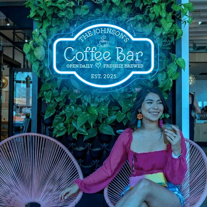 Large Personalized Coffee Bar Neon Sign, Dimmable Custom Coffee LED Neon Light - Image 3