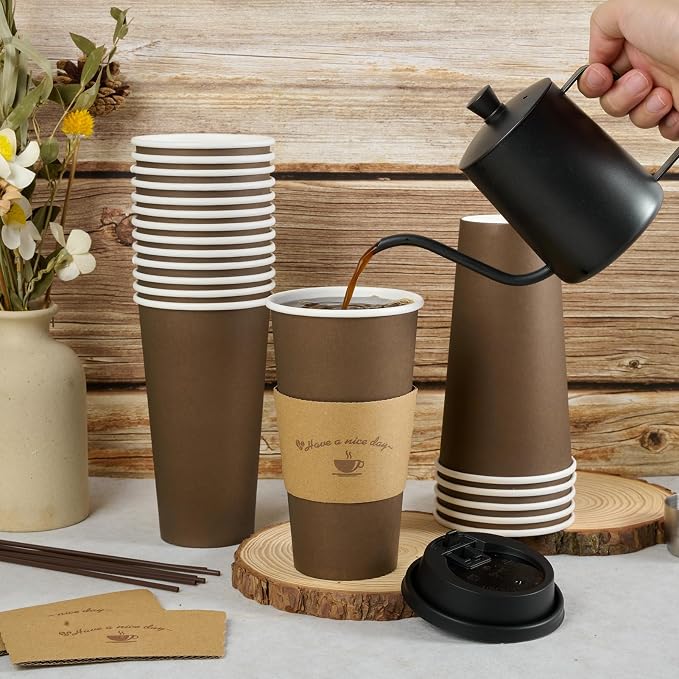 LITOPAK 100 Pack 20 oz Paper Coffee Cups, Drinking Cups - Image 3