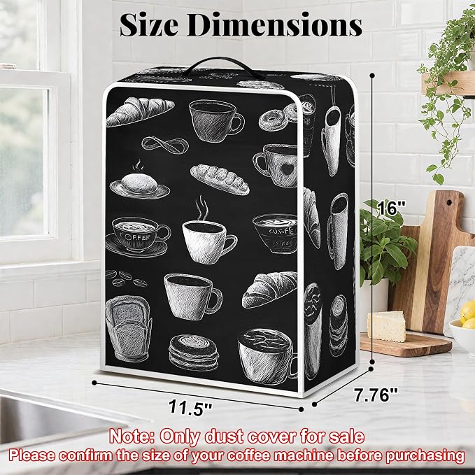 BVBOX Coffee Maker Cover, Durable Dustproof Lightweight Polyester Cotton Blend - Image 2