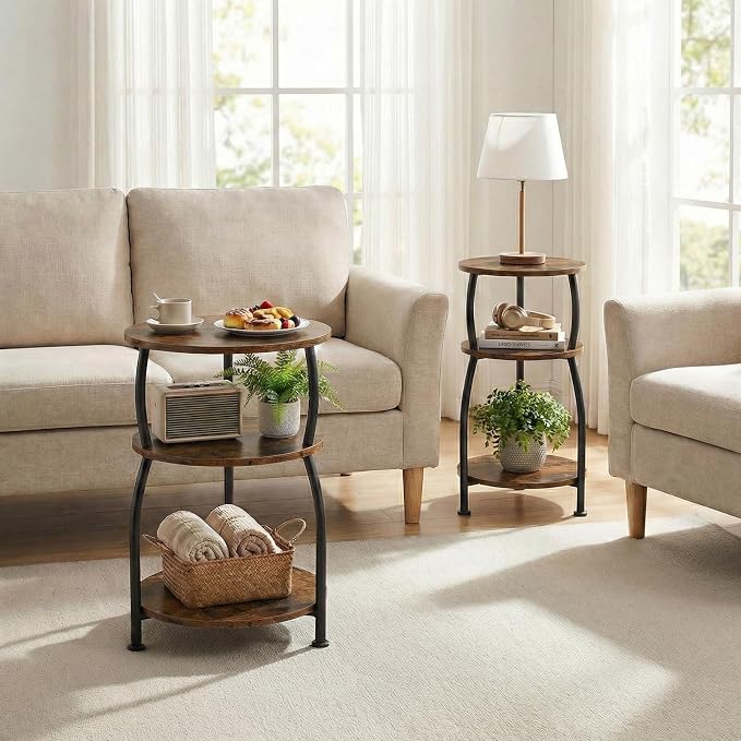 Round Side Table, 3-Tier End Table - Image 8