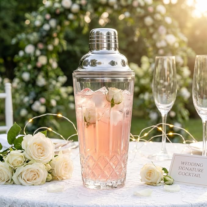 Cut Crystal Glass Cocktail Shaker - 15oz Lead-Free Crystal Shaker - Premium - Image 2