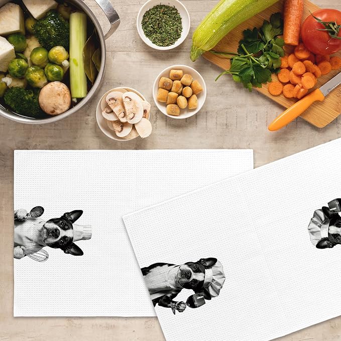 Boston Terrier Kitchen Towels Set of 2, Dog Kitchen Accessories, Bar Decor - Image 5