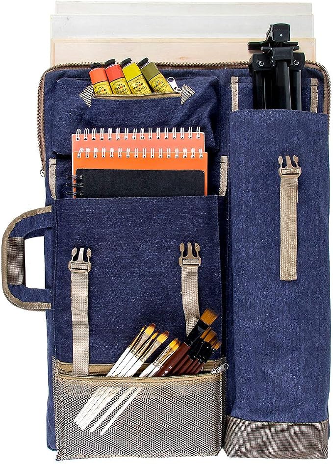 TRANSON Art Portfolio Case Artist Backpack Canvas Bag Large 26” x 19.5” - Image 3