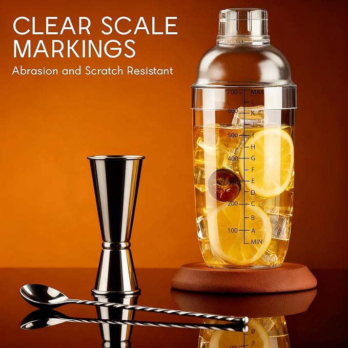 Plastic Cocktail Shaker with Measuring Scale 24oz, Leak-Proof & - Image 4