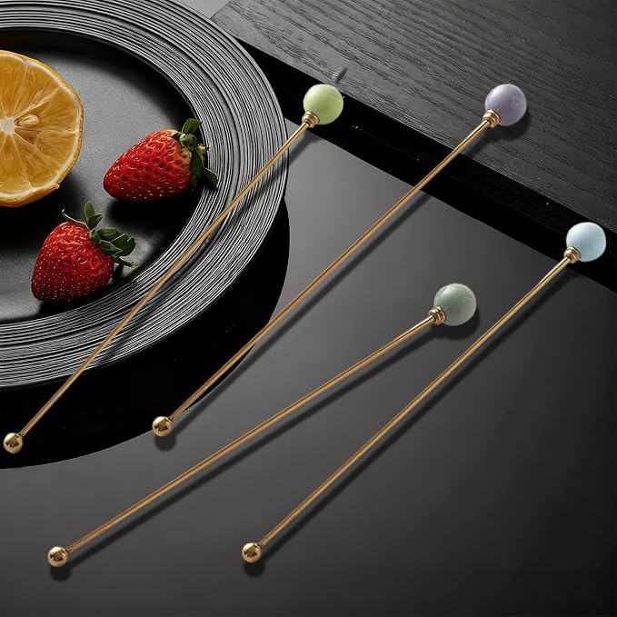 4PCS Stainless Steel Cocktail Swizzle Sticks Reusable Mixing Stirrers Coffee - Image 5