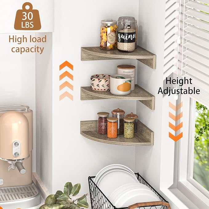 Fun Memories Corner Shelf Wall Mount, Wood Floating Corner Shelves, Corner Wall - Image 6