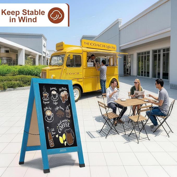 Wood Magnetic A-Frame Chalkboard Signs, Double-Sided Sidewalk Blackboard - Image 6