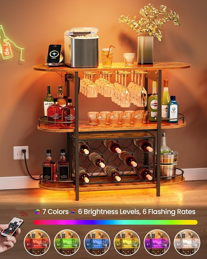 VASAGLE Bar Cabinets for Home, LED Coffee Bar - Image 4