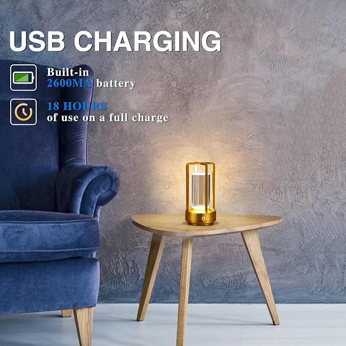 Anxingtools Portable Metal Table Lamp, Cordless Table Lamp, Rechargeable - Image 6