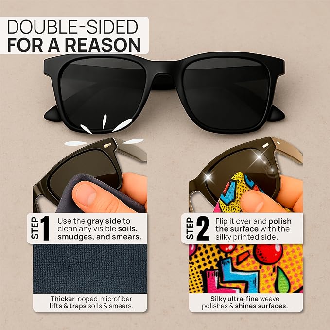 Microfiber Wholesale Quick Cloth Glasses Cleaning Cloths–8x8 Popart 1-Pack - Image 3