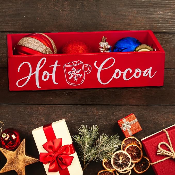 HPC DECOR Hot Cocoa Bar Wood Coffee Storage Box- Hot Cocoa Decorative Christmas - Image 8