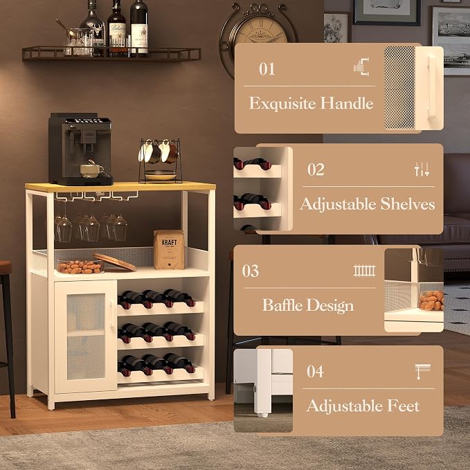 Jojoka 3 Tier Wine Bar Cabinet - Image 4